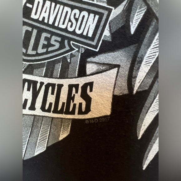 Harley Davidson Sweatshirt Mens Black L Motorcycle 1/4 Zip Skull Eagle Wisconsin - Picture 11 of 14